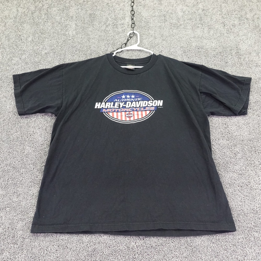 Harley-Davidson T Shirt Mens 2XL Black Authentic Motorcycles Graphic USA Vintage